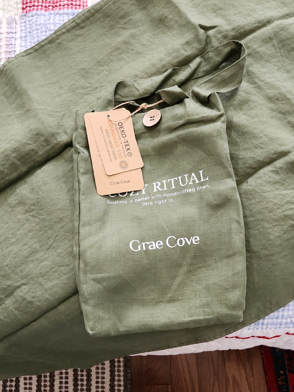 NWT King Size 100% Linen Oeko-tex Certified Grae Cove Pillow Cases Dark Olive